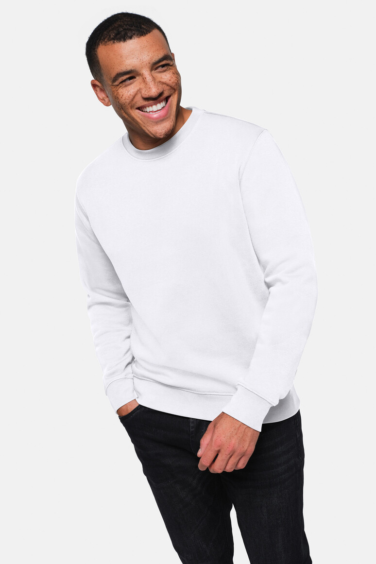 HAKRO 570 Sweatshirt Bio-Baumwolle in Weiß – Modellansicht