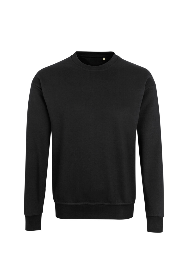 HAKRO 567 Label-Free Sweatshirt Heavy MIKRALINAR® ECO in Schwarz – Vorderansicht
