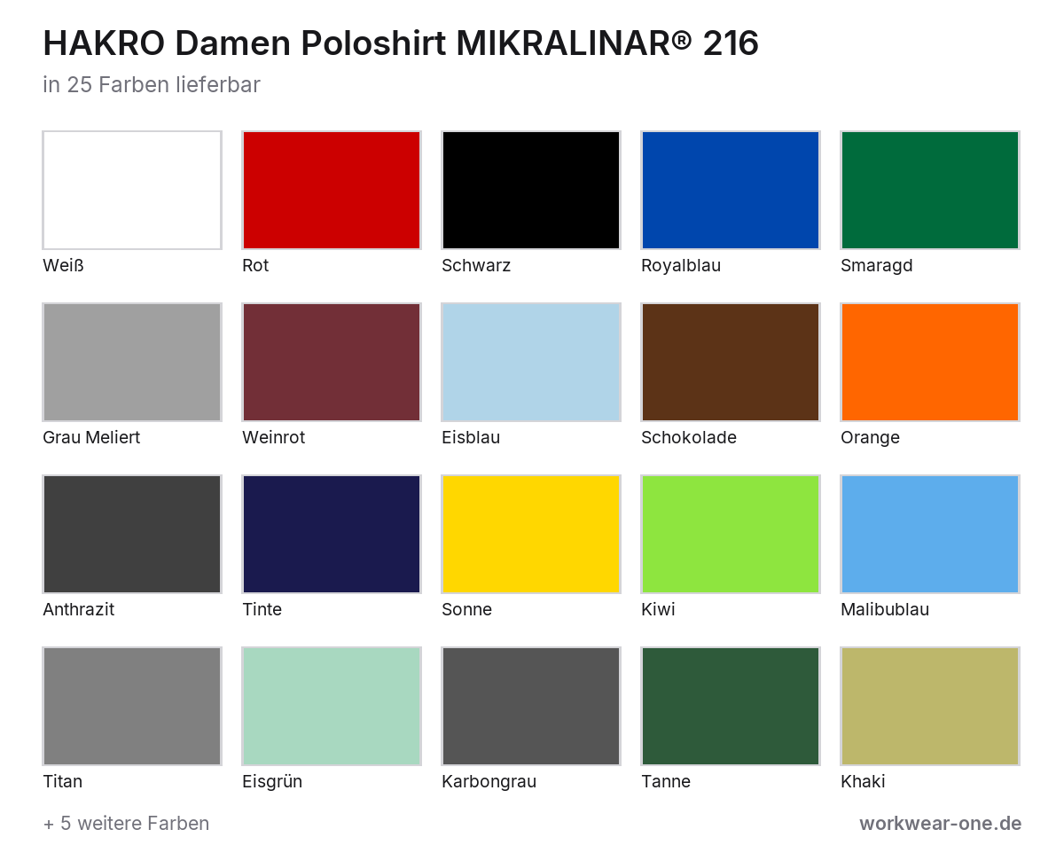 HAKRO Damen Poloshirt MIKRALINAR® – Farbübersicht mit 25 Farben